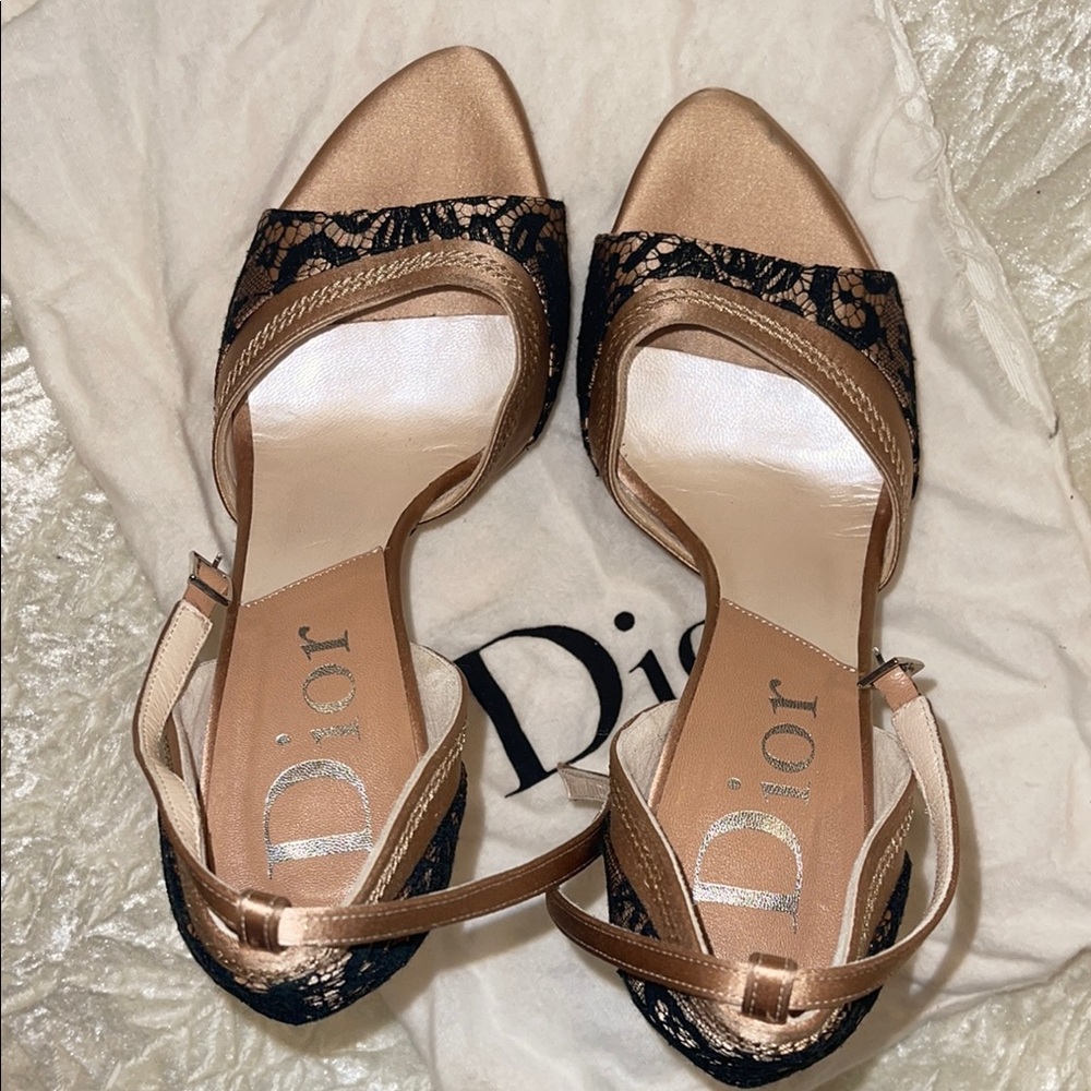 Dior Tan and Black High Heeled Sandals - Picture 5 of 5